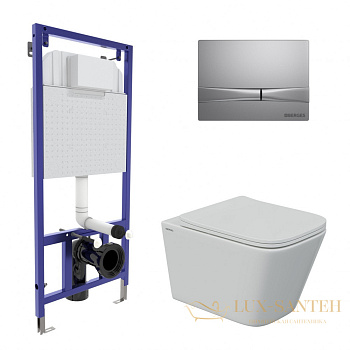 комплект berges  043248: подвесной унитаз floe s с системой инсталляции novum 525 и панелью смыва, хром глянцевый