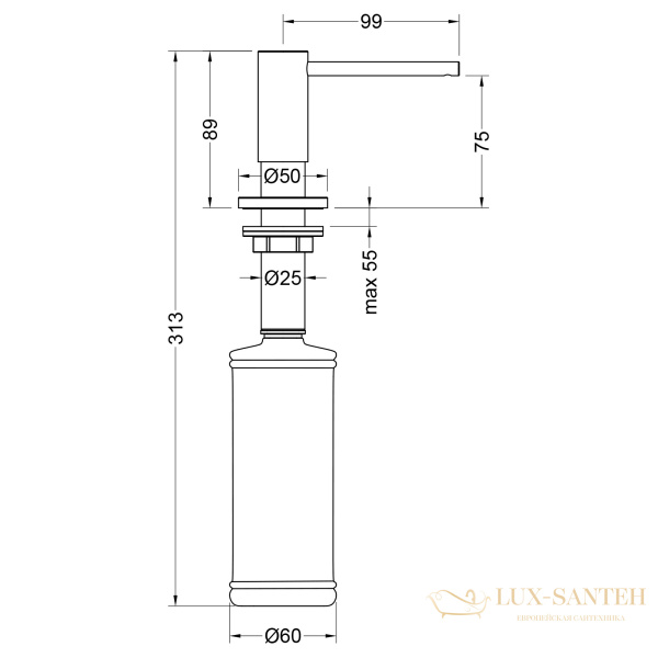 дозатор встраиваемый timo saona 13139/16, белый матовый