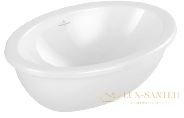 раковина встраиваемая villeroy&boch loop&friends 4a6100r1, 505х360х185h мм, с переливом, ceramicplus, белый глянцевый