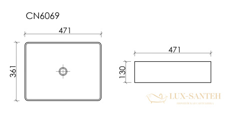 раковина накладная ceramica nova element cn6069mb, 471*361*130 мм, черный матовый