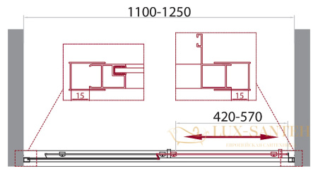 душевая дверь belbagno unique unique-bf-1-110/125-m-cr 125 см профиль хром, стекло матовое 