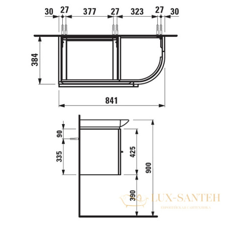 тумба под раковину laufen palace new 4.0150.2.075.463.1 841х384 мм, белый