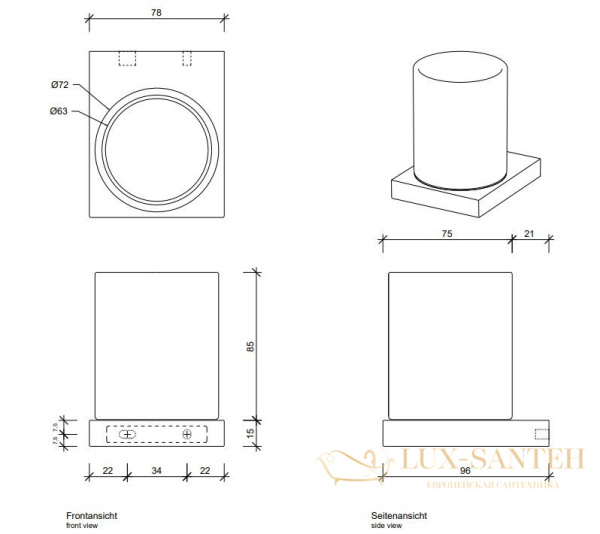 стакан для зубных щеток подвесной decor walther contract wmg, 0651877, нержавеющая сталь pvd
