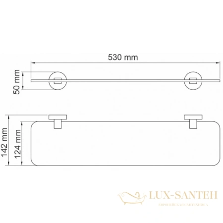 полка стеклянная wasserkraft asphe k-77724 53 см, розовое золото