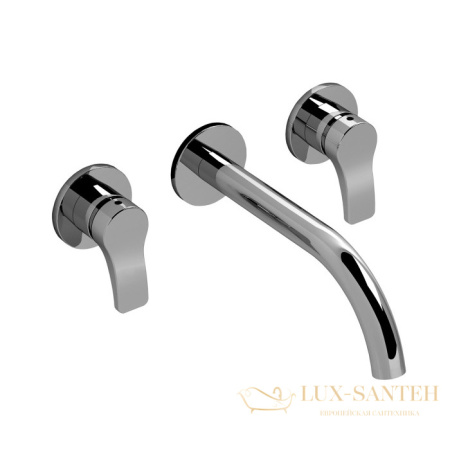 смеситель для раковины, fantini al/23, 26 02 b913b, встраиваемый, на 3 отв, без донного клапана, излив 200мм (наружняя часть), хром