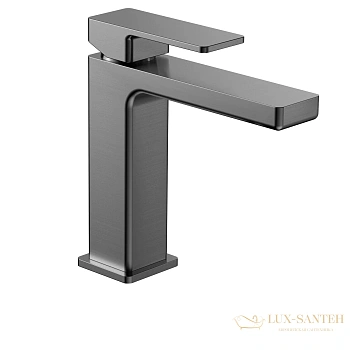 смеситель для раковины aquame savona aqm6810gm, без донного клапана, оружейная сталь брашированная