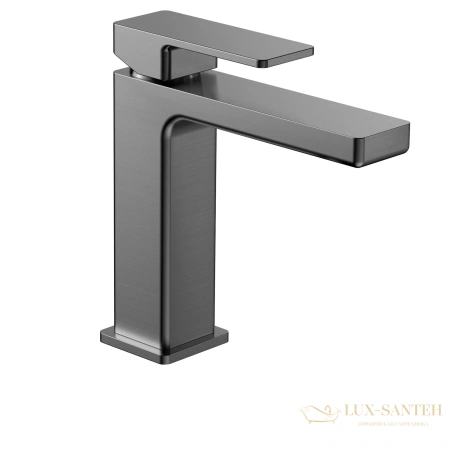 смеситель для раковины aquame savona aqm6810gm, без донного клапана, оружейная сталь брашированная