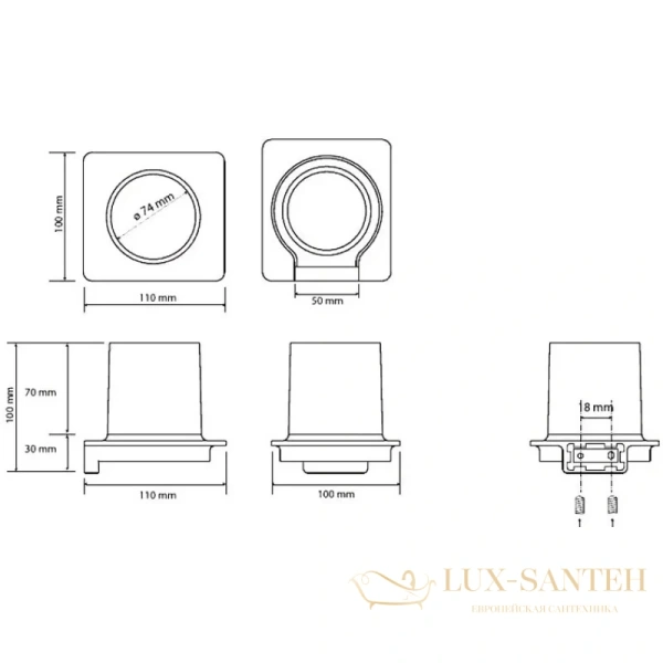 стакан для зубных щеток bemeta organic 167111010 настенный, черный матовый