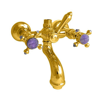 nicolazzi le pietre, 2100go09, смеситель для ванны с 2мя ручками, вывод сверху 1 х 2, (для душ. стойки) цвет золото