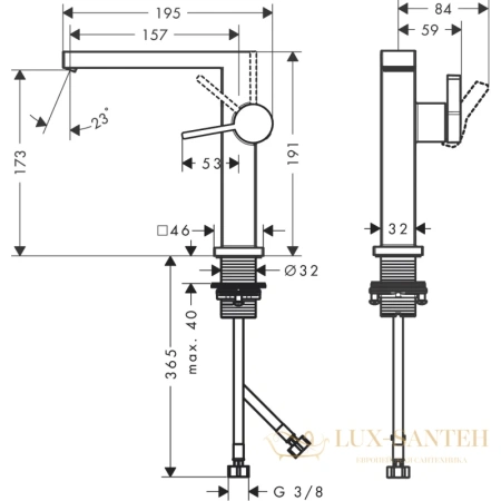 смеситель для раковины hansgrohe tecturis e coolstart ecosmart 73040000, с донным клапаном, черный матовый