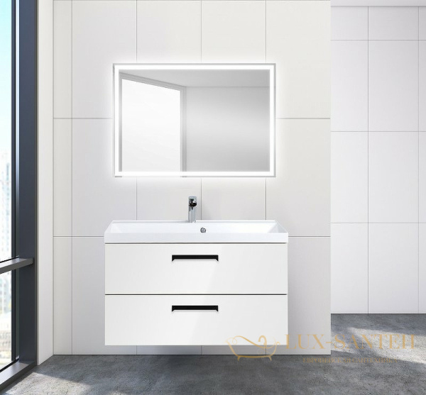тумба под раковину belbagno aurora aurora-900-2c-so-bl 90 см подвесная, bianco lucido