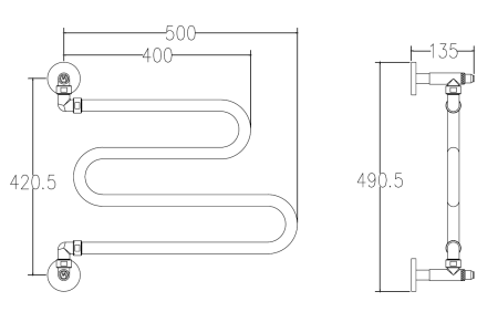 полотенцесушитель водяной margaroli vento 406cr, высота 42 см, ширина 50 см, хром