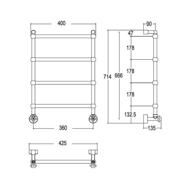 полотенцесушитель водяной margaroli sole 442ts 442ts3604ob, высота 71.4 см, ширина 42.5 см, состаренная бронза