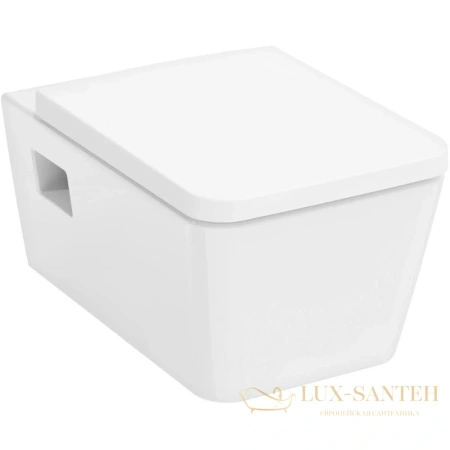 унитаз подвесной, hansgrohe elupura original q, 60145450, 540х360 безободковый с сиденьем без микролифта, белый глянцевый