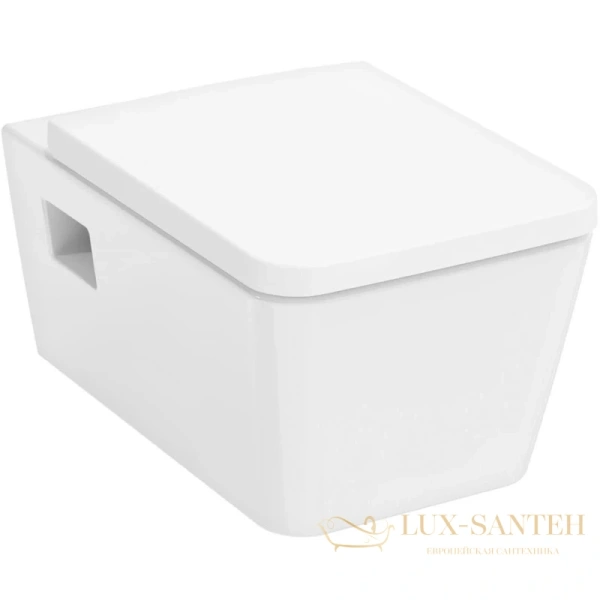 унитаз подвесной, hansgrohe elupura original q, 60145450, 540х360 безободковый с сиденьем без микролифта, белый глянцевый