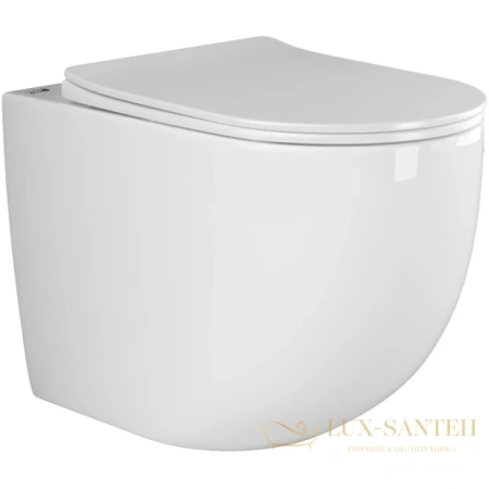 приставной безободковый унитаз ceramica nova mia cn1810 с сиденьем микролифт, белый