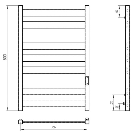 полотенцесушитель с/т laris гефест чкч п7 500/800 правый тэн черный матовый 73207617 ru