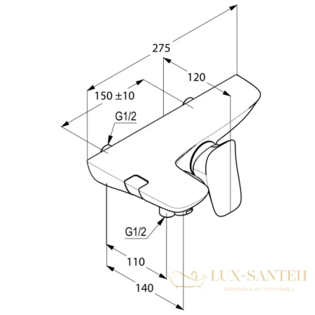 смеситель kludi ambienta 534450575 для ванны, хром