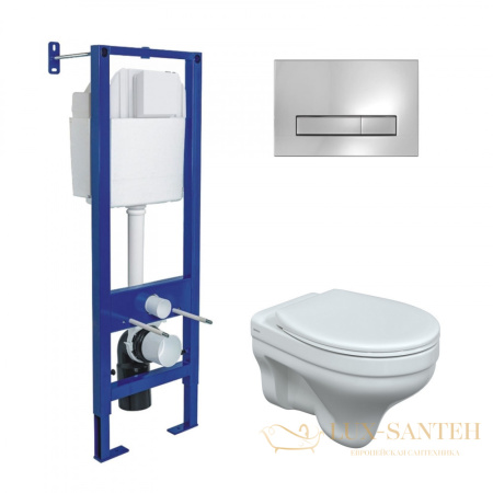 комплект berges 043314: подвесной унитаз albit s с системой инсталляции atom 410 и панелью смыва, хром глянцевый