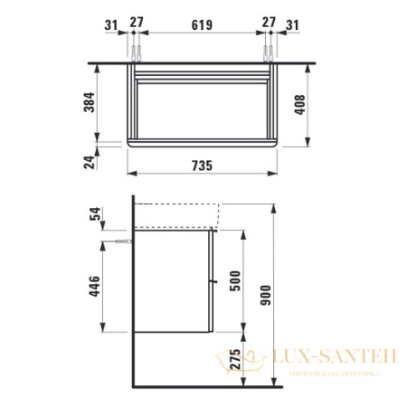 тумба под раковину laufen val 4.1018.2.160.100.1 735х410 мм, белый матовый 