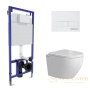 комплект berges 043388: подвесной унитаз okus rimless с системой инсталляции novum 525 и панелью смыва, белый