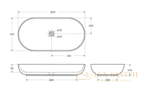 раковина-чаша belbagno bb1349 81 см, белый