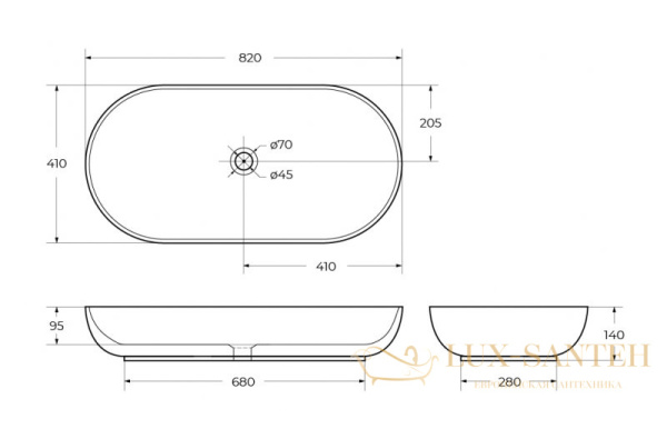 раковина-чаша belbagno bb1349 81 см, белый
