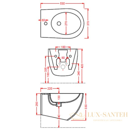 биде artceram file 2.0 flb001 17 30 подвесное, черный матовый