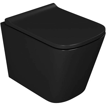 подвесной безободковый унитаз d&k berlin dt1436025 с сиденьем микролифт, черный матовый
