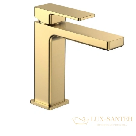 смеситель для раковины aquame savona aqm6810bg, без донного клапана, золото брашированное