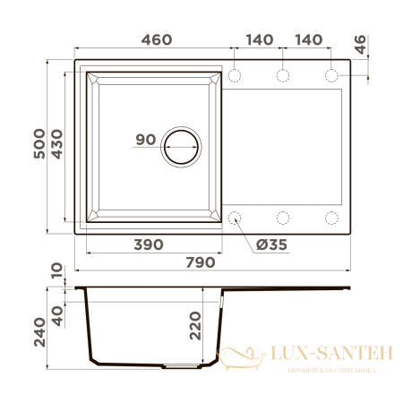 кухонная мойка omoikiri sakaime 79-ch tetogranit х шампань, 4993283