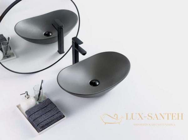 раковина-чаша belbagno bb1404-h311 60 см, серый матовый