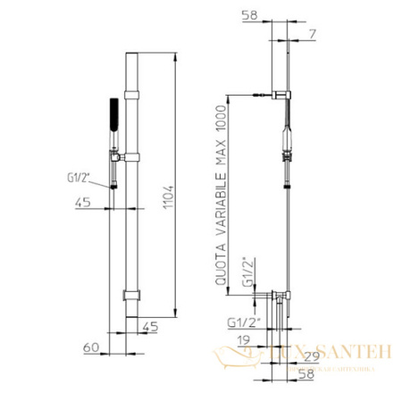 душевой набор bossini apice d48088.030, хром