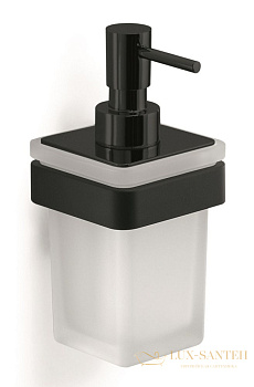 дозатор стеклянный gedy samoa a881(14) настенный с металлической помпой, черный матовый