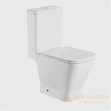 унитаз напольный безободковый aquame aqm1006, в комплекте c сиденьем softclose, горизонтальный выпуск, белый глянцевый