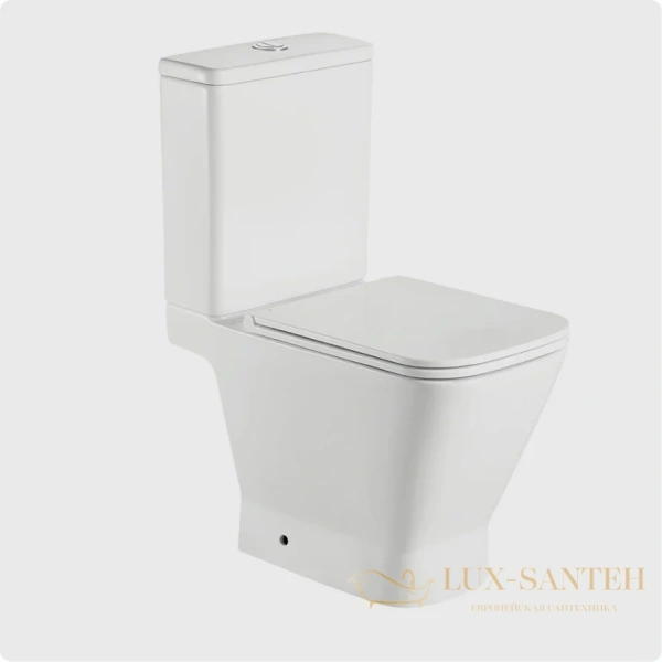 унитаз напольный безободковый aquame aqm1006, в комплекте c сиденьем softclose, горизонтальный выпуск, белый глянцевый