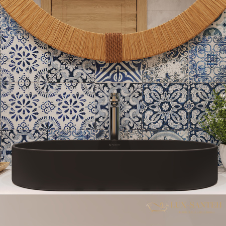 раковина накладная aqueduto espiral, esp0240, овальная 390*600, черный матовый