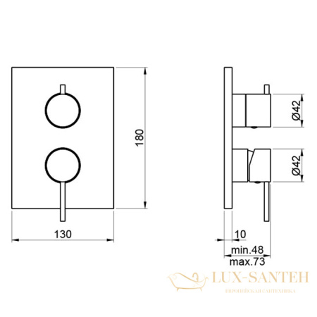 смеситель для душа встраиваемый almar 316 collection e186583.316, на 3 выхода,  нержавеющая сталь брашированная