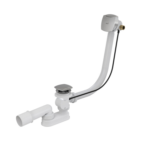 alcaplast сифон для ванны с напуском воды через перелив пластик/металл длина 57 см a564crm3-80