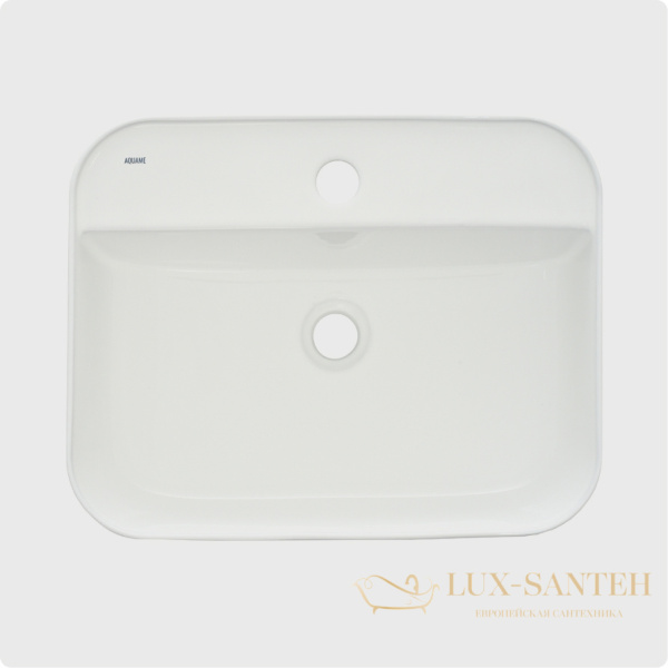 раковина накладная aquame aqm5001, 505*400 мм, 1 отверстие под смеситель, белый глянцевый