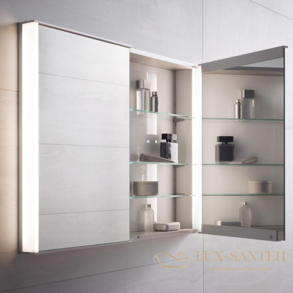 зеркальный шкаф keuco royal match,12813171301,с подсветкой, встраиваемый, 1000x700х149 мм, серебристый анодированный/зеркало