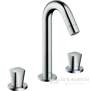 смеситель для раковины на 3 отверстия hansgrohe logis 71133000 со сливным гарнитуром, хром