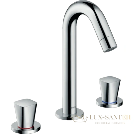 смеситель для раковины на 3 отверстия hansgrohe logis 71133000 со сливным гарнитуром, хром