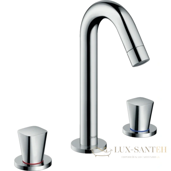 смеситель для раковины на 3 отверстия hansgrohe logis 71133000 со сливным гарнитуром, хром