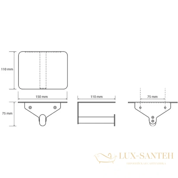 держатель туалетной бумаги bemeta organic 167112150 с полкой для телефона, черный матовый