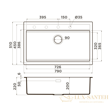 кухонная мойка omoikiri kitagawa 79-lb-gr 4993998 artceramic, ленинградский серый