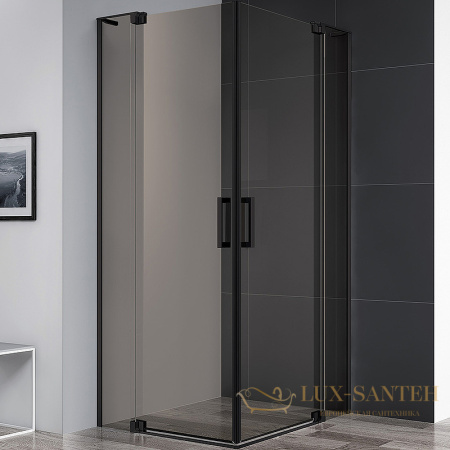 душевой уголок cezares slider slider-ah-2-70/80-90/100-br-nero 100x80 профиль черный матовый, стекло бронзовое