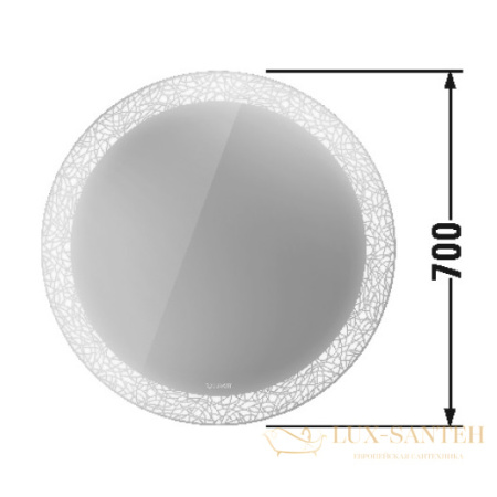 зеркало duravit happy d.2 plus hp7480s0000 ⌀700 мм, с подсветкой, декор «radial»