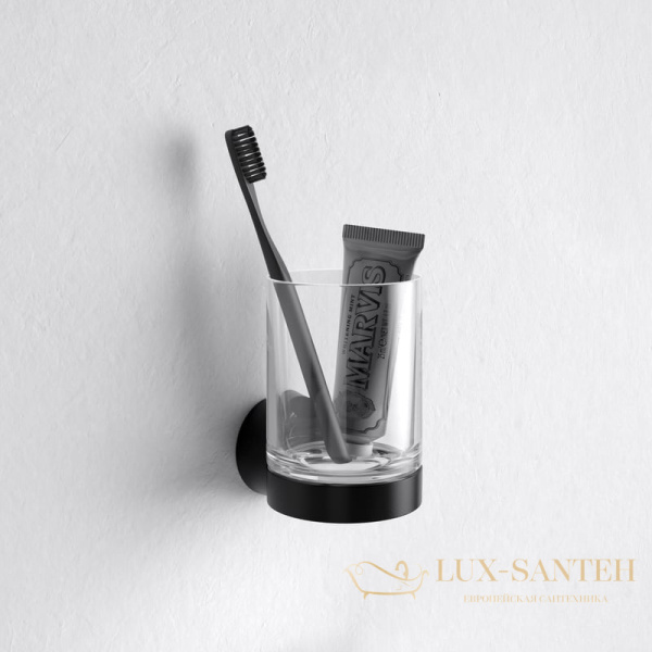 стакан хрустальный для зубных щеток подвесной keuco reva 12850379000, черный матовый