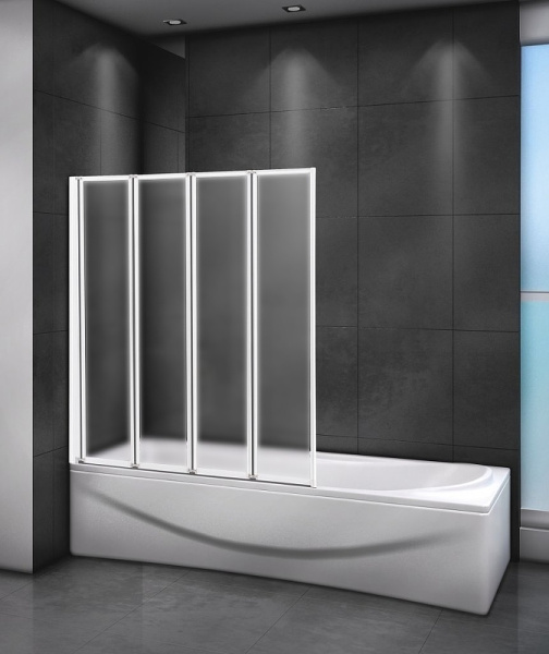 шторка на ванну cezares relax relax-v-4-90/140-p-bi-l 90 см l профиль серый, стекло рифленое